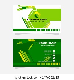 Creative and Clean Double-sided Business Card Template. Green Colors. Flat Design Vector Illustration. Stationery Design