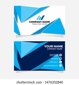 Creative and Clean Double-sided Business Card Template. Blue Colors. Flat Design Vector Illustration. Stationery Design