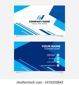 Creative and Clean Double-sided Business Card Template. Blue Colors. Flat Design Vector Illustration. Stationery Design
