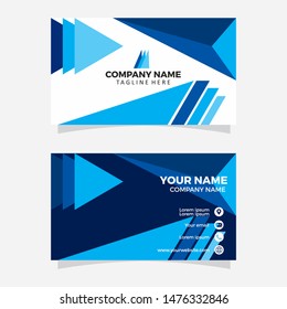 Creative and Clean Double-sided Business Card Template. Blue Colors. Flat Design Vector Illustration. Stationery Design