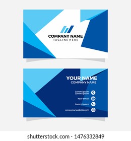 Creative and Clean Double-sided Business Card Template. Blue Colors. Flat Design Vector Illustration. Stationery Design