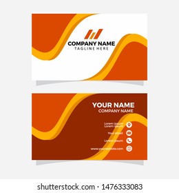 Creative and Clean Double-sided Business Card Template. Orange Colors. Flat Design Vector Illustration. Stationery Design