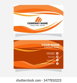 Creative and Clean Double-sided Business Card Template. Orange Colors. Flat Design Vector Illustration. Stationery Design