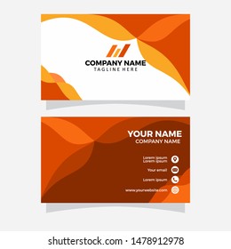 Creative and Clean Double-sided Business Card Template. Orange Colors. Flat Design Vector Illustration. Stationery Design