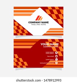 Creative and Clean Double-sided Business Card Template. Orange Colors. Flat Design Vector Illustration. Stationery Design