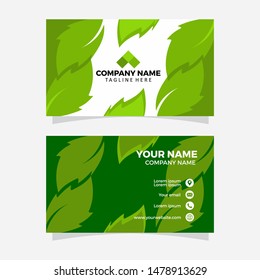 Creative and Clean Double-sided Business Card Template. Green Colors. Flat Design Vector Illustration. Stationery Design