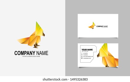 Creative and Clean Double-sided Business Card Template & Yellow Bird logo, Flat Design Vector Illustration