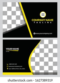 Creative and Clean Double-sided Business Card Template. Red and Black Colors. Flat Design Vector Illustration. Stationery Design