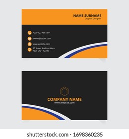 Creative and Clean Double-Sided Business Card Template.Flat Design Vector Illustration. Stationery Design And Creative Dark Design.