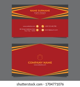 Plantilla de tarjeta de presentación de doble cara creativa y limpia.Ilustración de vectores de diseño plano. Diseño De Piezas Y Diseño Creativo Oscuro.