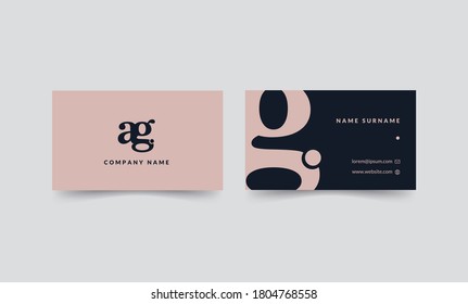 Creative and Clean Double-sided Business Card Template. Pink and Black Colors. Stationery Design