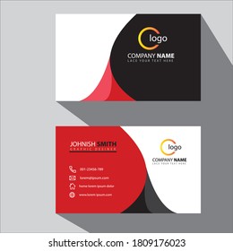 Creative and Clean Double-sided Business Card Template. Red and Black Colors. Flat Design Vector Illustration. Stationery Design