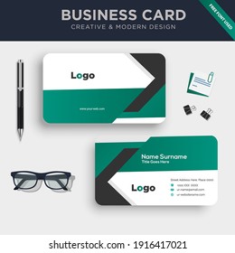 Plantilla de tarjeta de presentación de doble cara creativa y limpia. con Ilustración de vectores de diseño plano.