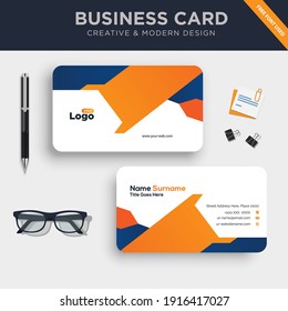 Plantilla de tarjeta de presentación de doble cara creativa y limpia. con Ilustración de vectores de diseño plano.