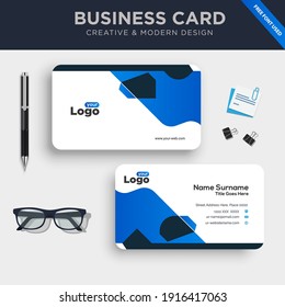 Creative and Clean Double-sided Business Card Template. with Flat Design Vector Illustration.