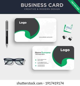 Plantilla de tarjeta de presentación de doble cara creativa y limpia. con Ilustración de vectores de diseño plano.