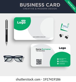 Creative and Clean Double-sided Business Card Template. with Flat Design Vector Illustration.