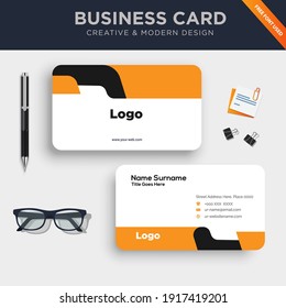 Creative and Clean Double-sided Business Card Template. with Flat Design Vector Illustration.
