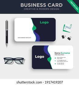 Creative and Clean Double-sided Business Card Template. with Flat Design Vector Illustration.
