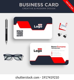 Plantilla de tarjeta de presentación de doble cara creativa y limpia. con Ilustración de vectores de diseño plano.