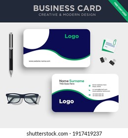 Plantilla de tarjeta de presentación de doble cara creativa y limpia. con Ilustración de vectores de diseño plano.