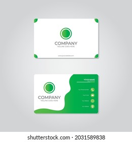 Vorlage für kreative und saubere doppelseitige Visitenkarten. Grün und Weiß. Geeignet für Name Card, Business, Industry, ETC. Flaches Design, Vektorgrafik. Geschmacksmuster.
