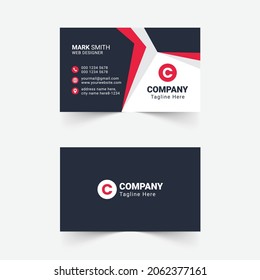 Vorlage für kreative und saubere doppelseitige Visitenkarten. Rot und Schwarz. Flaches Design, Vektorgrafik. Briefbogendesign