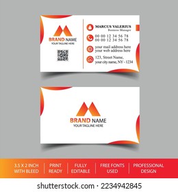 Creative and clean double-sided business card vector template. Flat design vector mockup. Stationery design