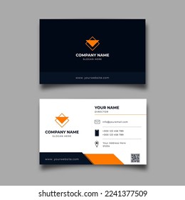 Creative and Clean Double-sided Business Card Template. Orange and Blue Colors. Flat Design Vector Illustration. Stationery Design
