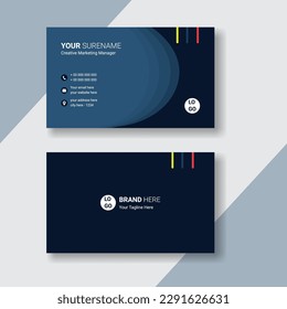 Creative and Clean Double-sided Business Card Template. Blue and Navy Colors.
