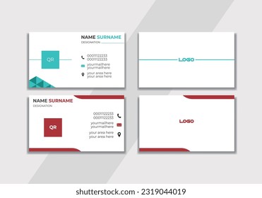 Creative and Clean Double-sided Business Card Template. Blue, yellow, and Black Colours Flat Design Vector Illustration template Modern business card design with blue and white Creative Business Card