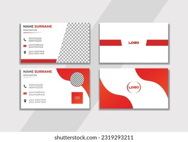 Vorlage für kreative und saubere doppelseitige Visitenkarten. Vorlage für Vektorgrafiken in Blau, Gelb und Schwarz - Farben Modernes Visitenkartendesign mit blauer und weißer Creative Business Card