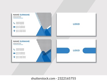 Creative and Clean Double-sided Business Card Template. Blue, yellow, and Black Colours Flat Design Vector Illustration template Modern business card design with blue and white Creative Business Card