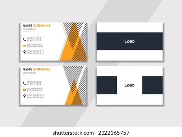 Creative and Clean Double-sided Business Card Template. Blue, yellow, and Black Colours Flat Design Vector Illustration template Modern business card design with blue and white Creative Business Card