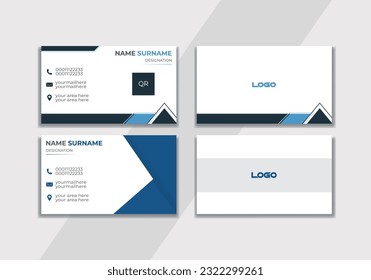 Vorlage für kreative und saubere doppelseitige Visitenkarten. Vorlage für Vektorgrafiken in Blau, Gelb und Schwarz - Farben Modernes Visitenkartendesign mit blauer und weißer Creative Business Card