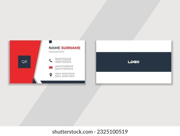 Plantilla de tarjeta de presentación de doble cara creativa y limpia. Diseño plano de pantalla plana de color azul, amarillo y negro (plantilla de ilustración) Diseño moderno de tarjetas de visita con tarjeta de visita creativa azul y blanco