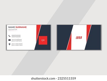 Creative and Clean Double-sided Business Card Template. Blue, yellow, and Black Colours Flat Design Vector Illustration template Modern business card design with blue and white Creative Business Card