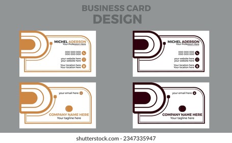 Creative and Clean Double-sided Business Card Template with two different colors. yellow and dark red Colors. Flat Design Vector Illustration. Stationery Design