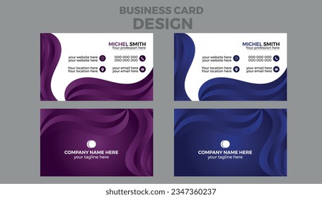 Plantilla de tarjeta de visita creativa y limpia de doble cara con dos colores diferentes. Ilustración de vectores de diseño plano. Diseño estacional