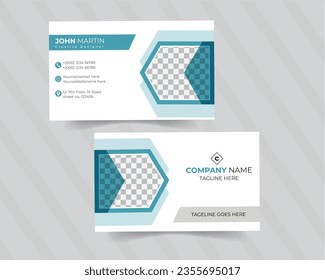 Vorlage für kreative und saubere doppelseitige Visitenkarten. mit Bildordner. Flaches Design, Vektorgrafik. Geschmacksmuster.