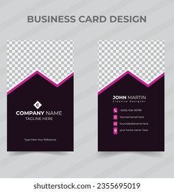 Creative and Clean Double-sided Business Card Template. with image folder. Flat Design Vector Illustration. Stationery Design.