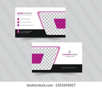 Plantilla de tarjeta de presentación de doble cara creativa y limpia. con la carpeta de imágenes. Ilustración de vectores de diseño plano. Diseño de galería de arte.