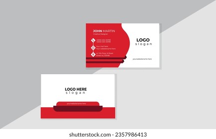 Vorlage für kreative und saubere doppelseitige Visitenkarten. Rot und Schwarz. Flaches Design, Vektorgrafik. Briefbogendesign