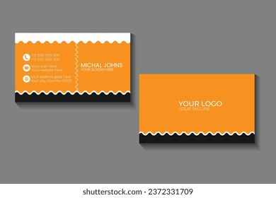 Plantilla de tarjeta de presentación de doble cara creativa y limpia. Tarjeta de nombre horizontal moderna, Ilustración vectorial de estilo plano. Diseño de estatuas y tarjeta de visita