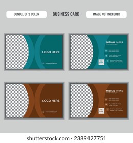 Plantilla de tarjeta de presentación de doble cara creativa y limpia. Ilustración de vectores de diseño plano. Diseño estacional