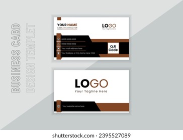 Creative and Clean Double-sided Business Card Template. Yellow and Black Colors. Flat Design Vector.layout in rectangle size.