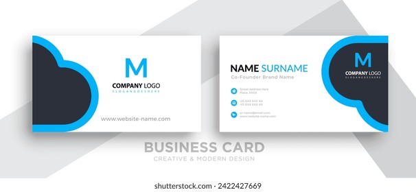 Creative and Clean Double-sided Business Card Template. Red and Black Colors. Flat Design Vector Illustration.