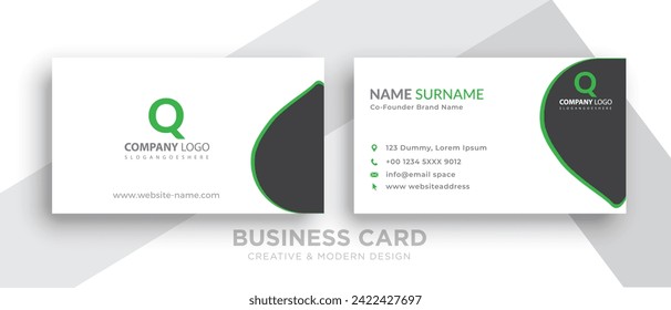 Creative and Clean Double-sided Business Card Template. Red and Black Colors. Flat Design Vector Illustration.