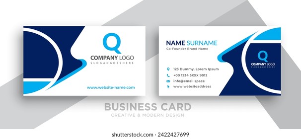 Creative and Clean Double-sided Business Card Template. Red and Black Colors. Flat Design Vector Illustration.