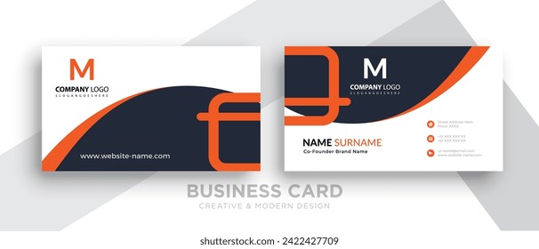 Creative and Clean Double-sided Business Card Template. Red and Black Colors. Flat Design Vector Illustration.